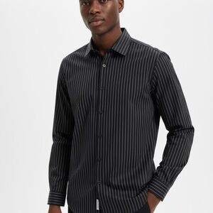 DKNY Black and White Striped Men's Shirt